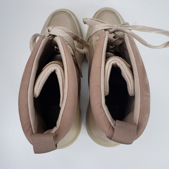 Dolce Vita Collin Dune Leather Nylon Chunky Heel Lace up Combat Boots Sz 9 - Picture 5 of 12